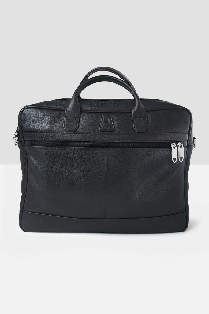 Natural Milled leather slim laptop bag by Kordovan / Black - Kordovan