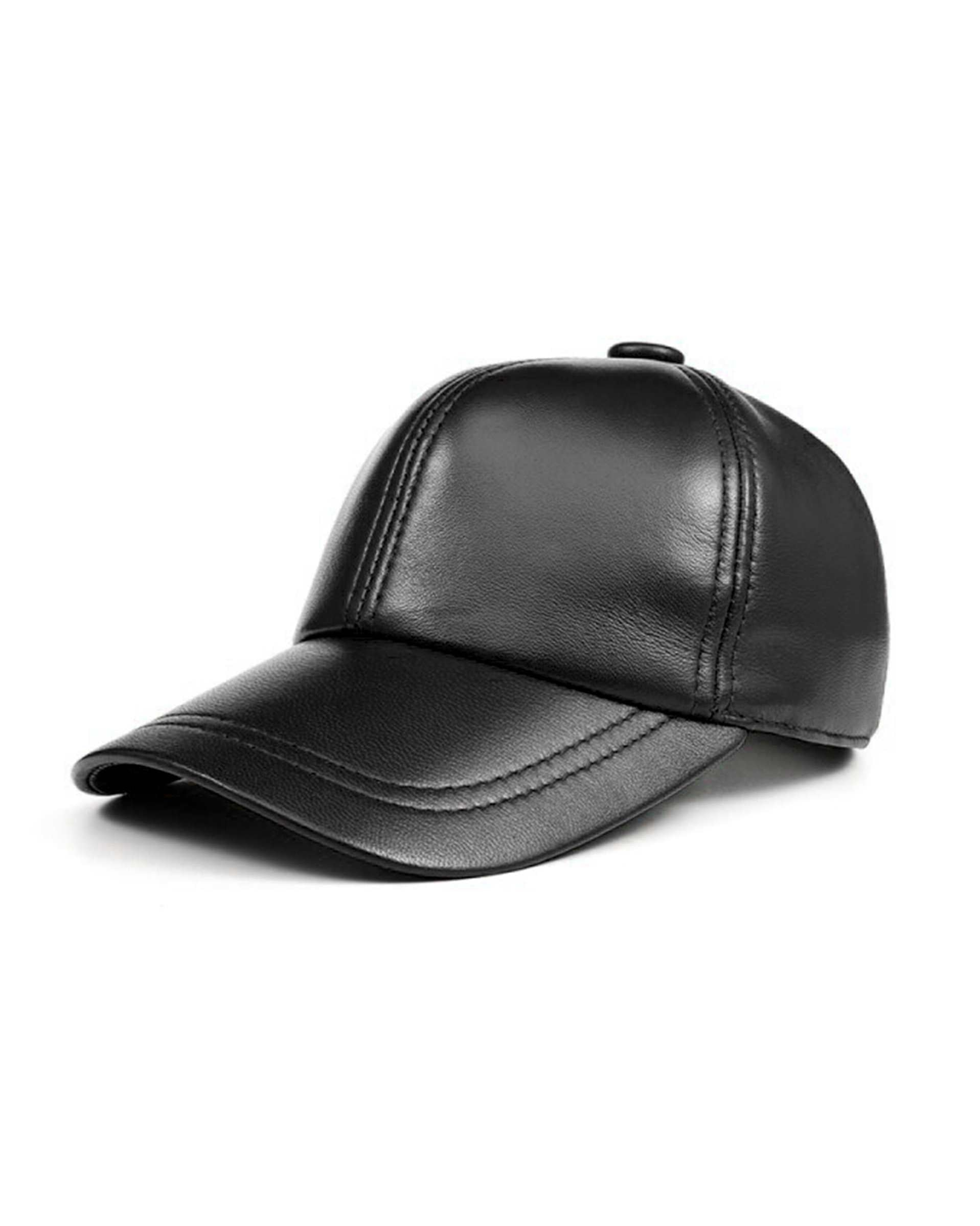 Genuine Sheep Leather Adjustable Baseball Cap // Unisex // Black