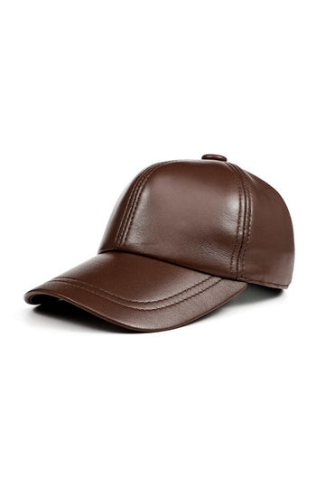 Genuine Sheep Leather Adjustable Baseball Cap // Unisex // Brown