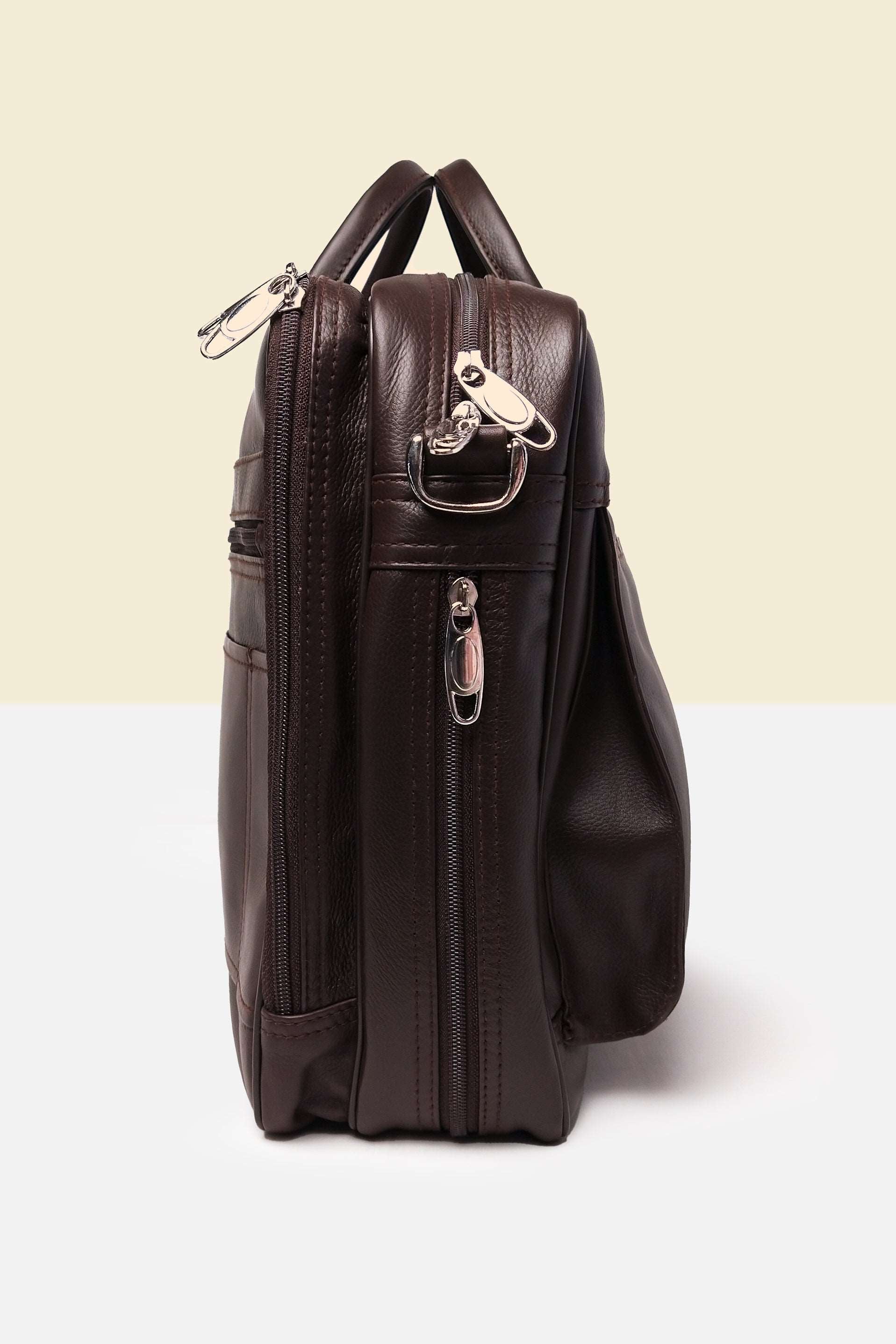 Double Pocket Extendable Travel laptop Bag // Natural Milld Leather Brown - Kordovan