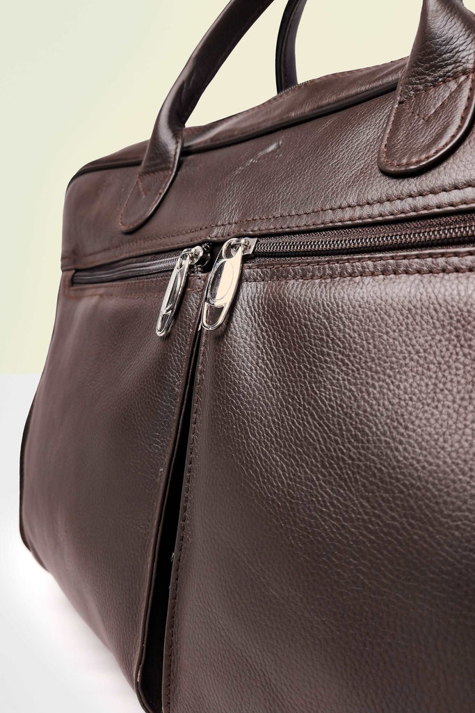 Double Pocket Extendable Travel laptop Bag // Natural Milld Leather Brown - Kordovan