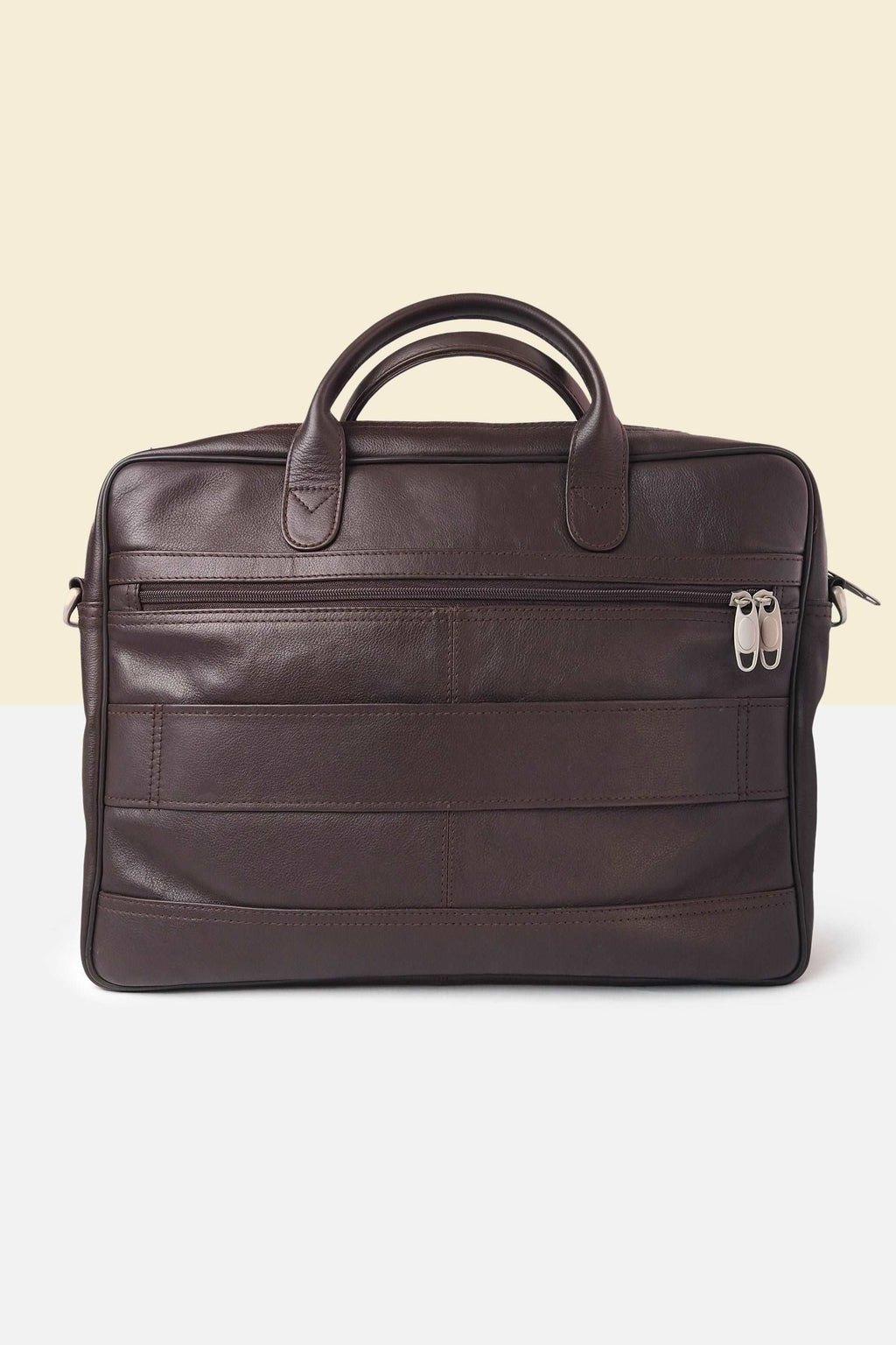 Natural Milled leather slim laptop bag by Kordovan / Brown - Kordovan