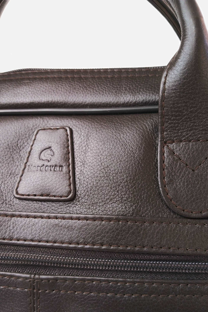 Natural Milled leather slim laptop bag by Kordovan / Brown - Kordovan