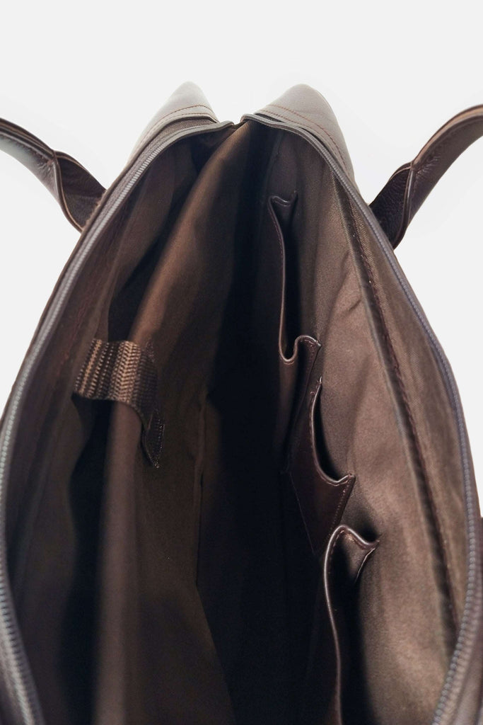 Natural Milled leather slim laptop bag by Kordovan / Brown - Kordovan