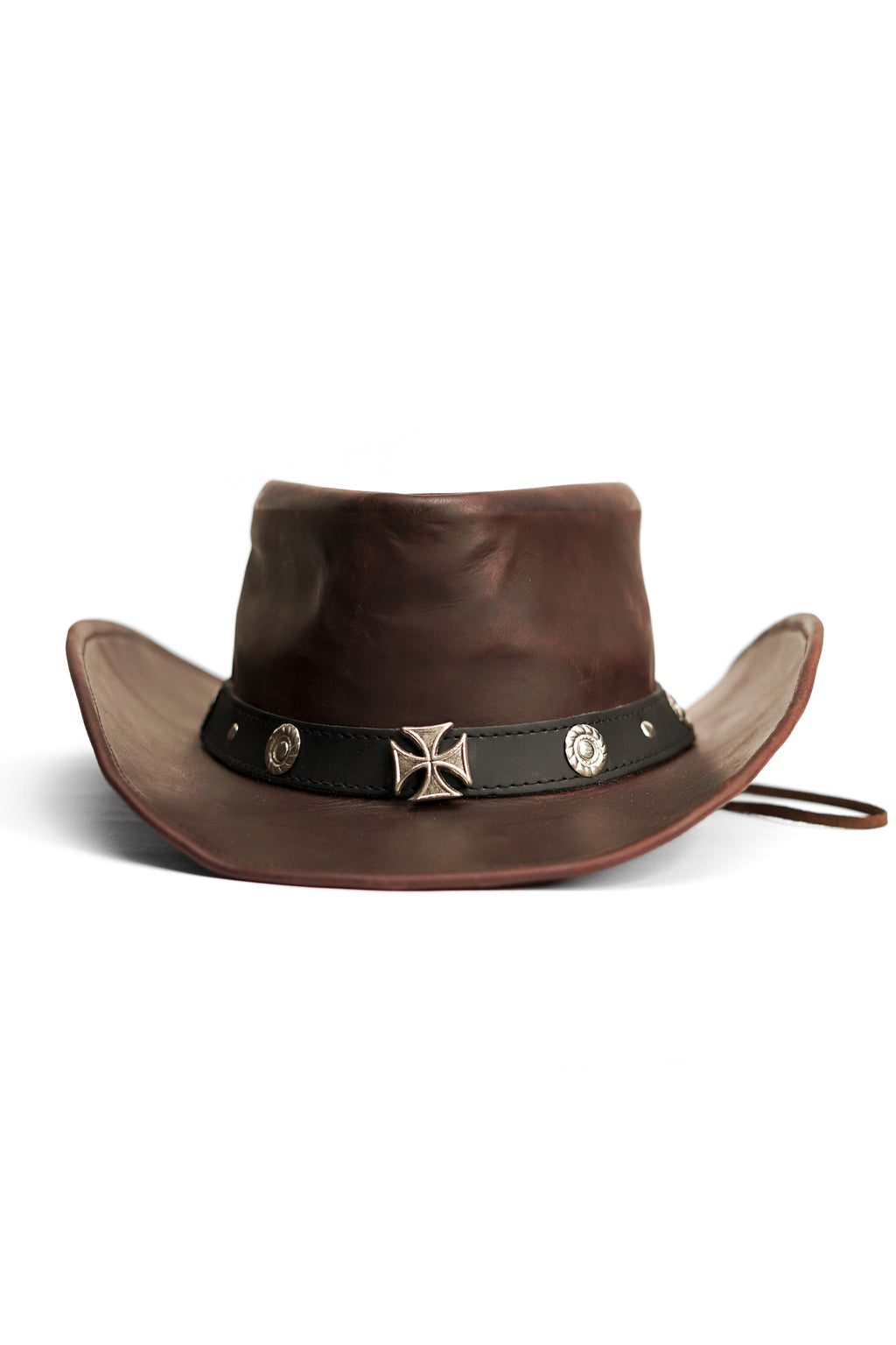 KORDOVAN's Premium Leather Western Cowboy Hat // Studs band // Burgundy - Kordovan