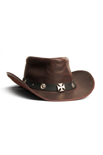 KORDOVAN's Premium Leather Western Cowboy Hat // Studs band // Burgundy - Kordovan