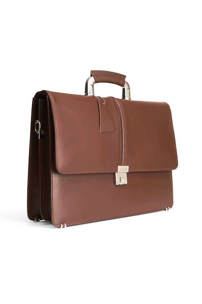 The Documate Office Bag / Briefcase with code lock // Brown - Kordovan