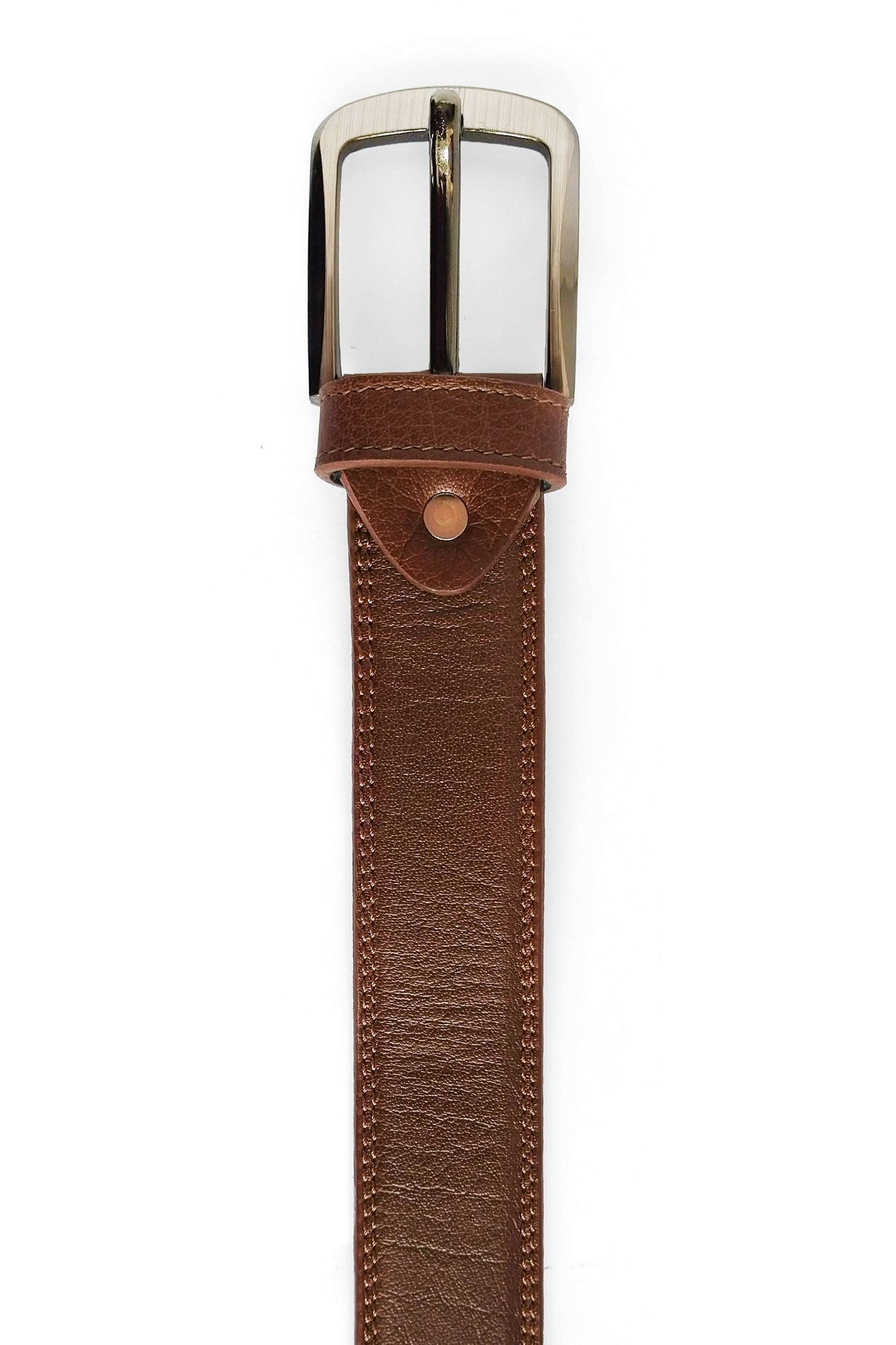 Natural Grain Double Stich Leather Belt // Brown