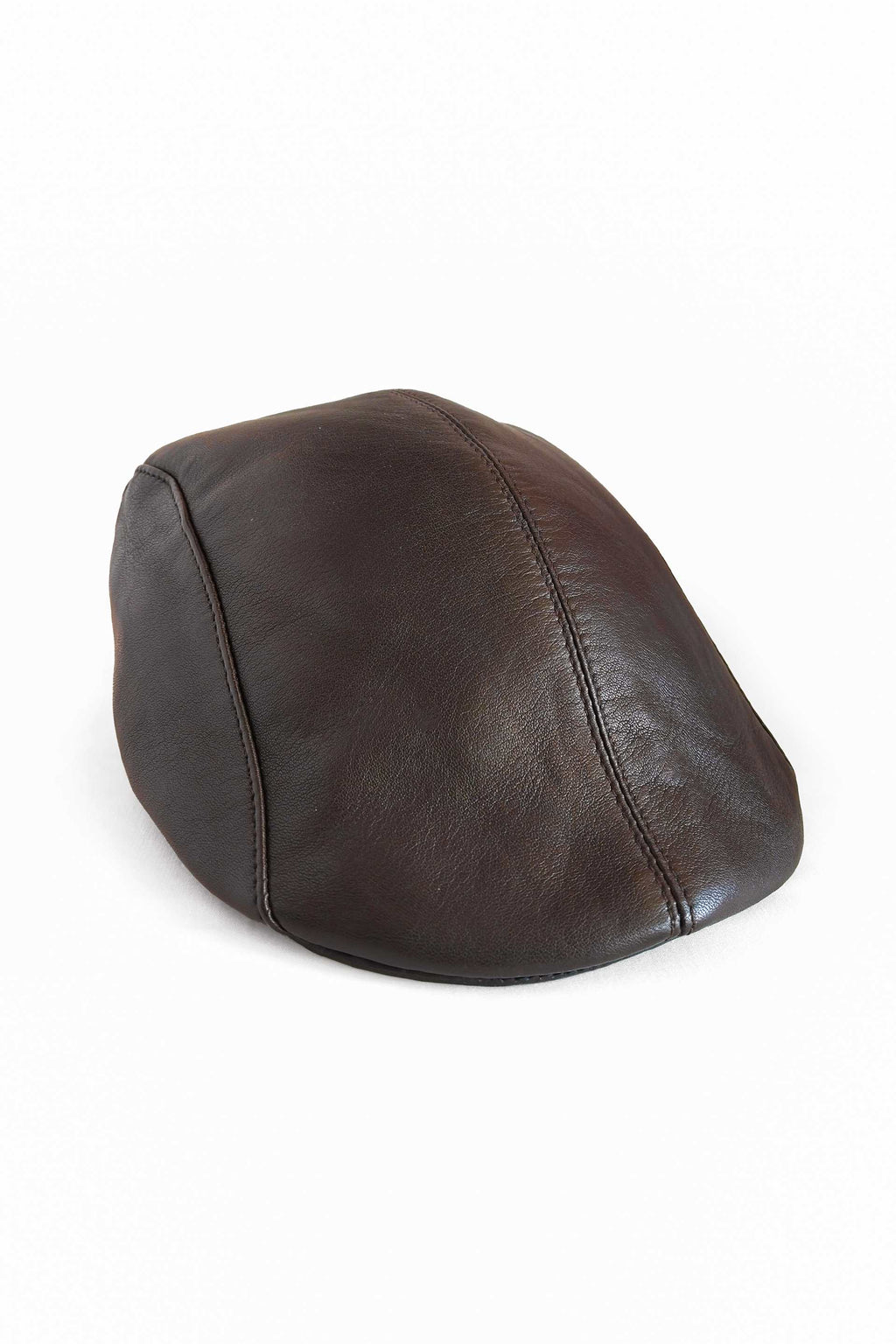 Genuine Sheep Leather Flat Cap Newsboy // Unisex // Brown