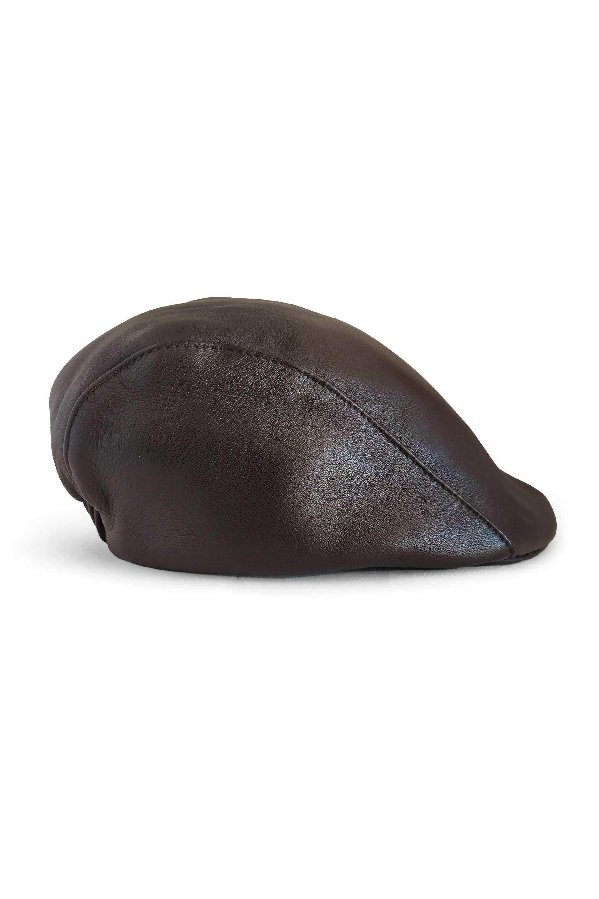 Genuine Sheep Leather Flat Cap Newsboy // Unisex // Brown