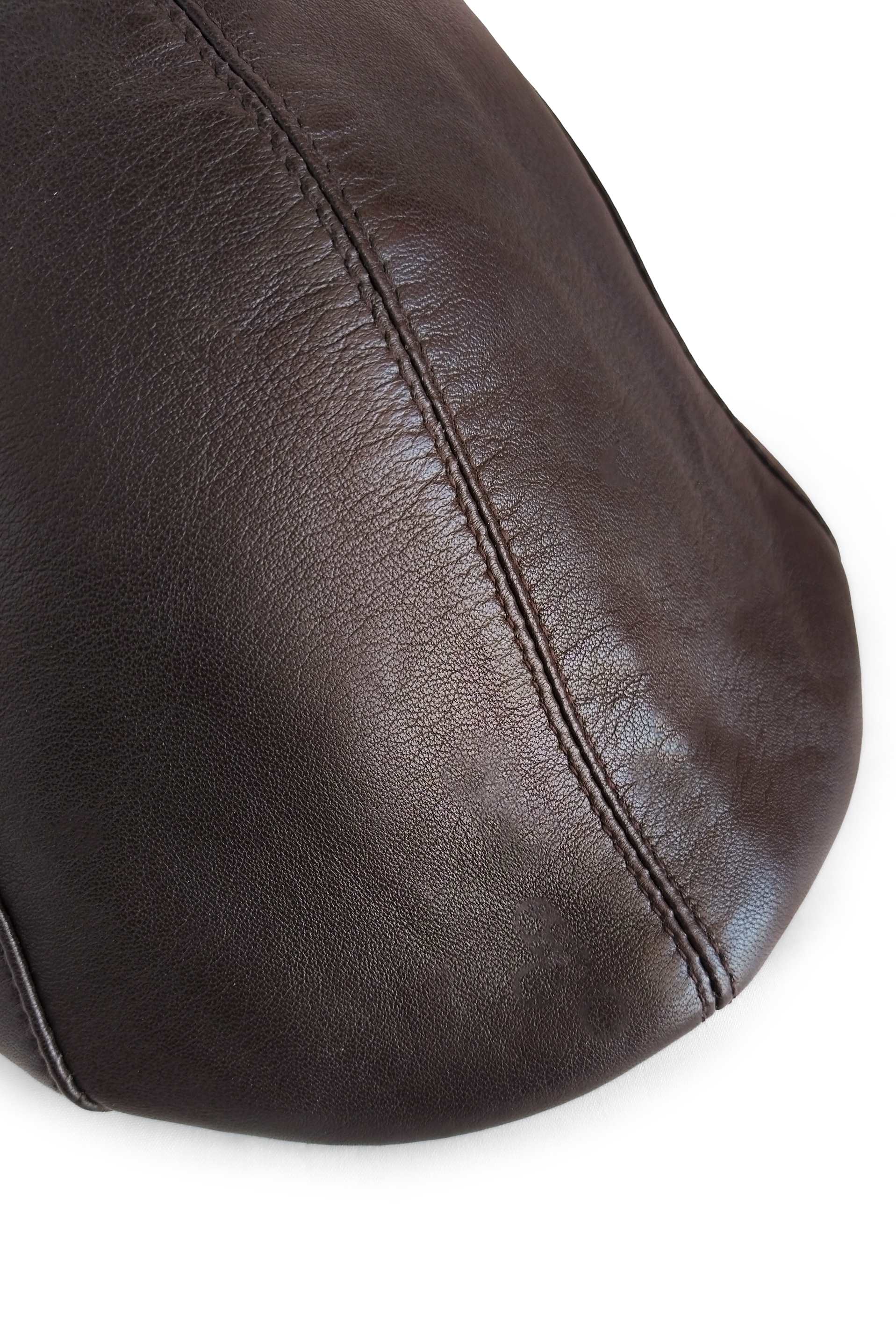 Genuine Sheep Leather Flat Cap Newsboy // Unisex // Brown