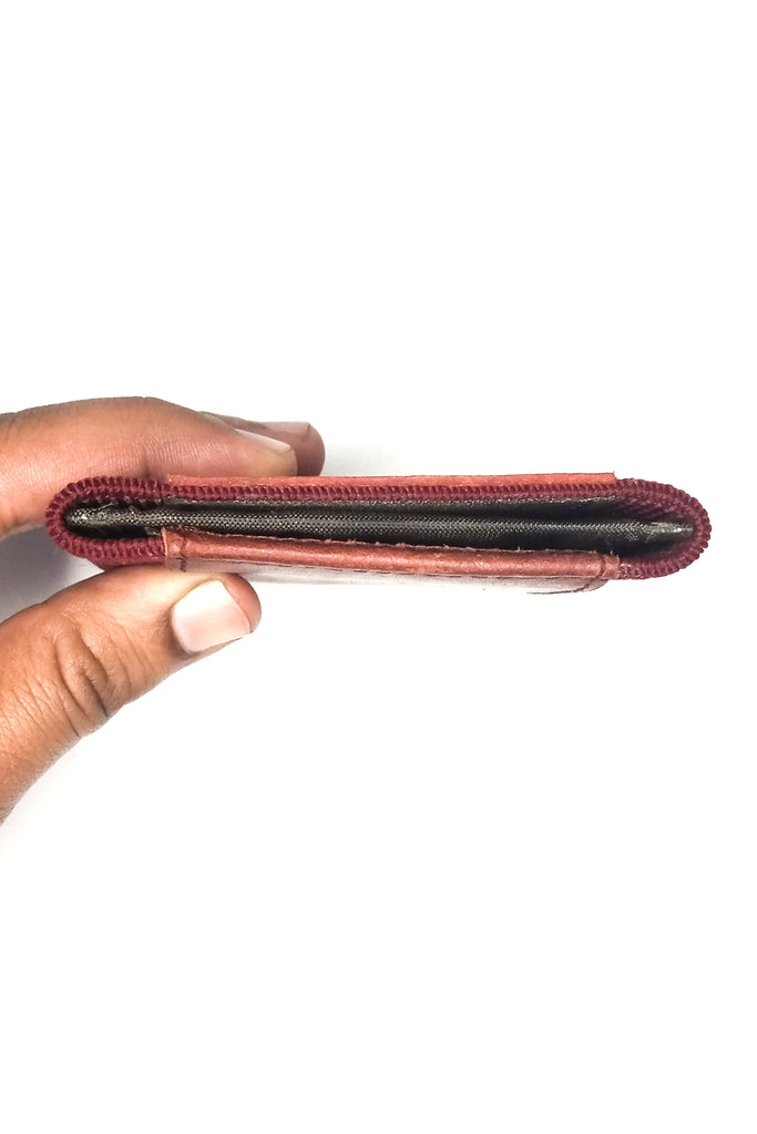 RFID Protected  KODO Wallet // Rustic Red (UNISEX) // Crazy Horse Cow Leather - Kordovan