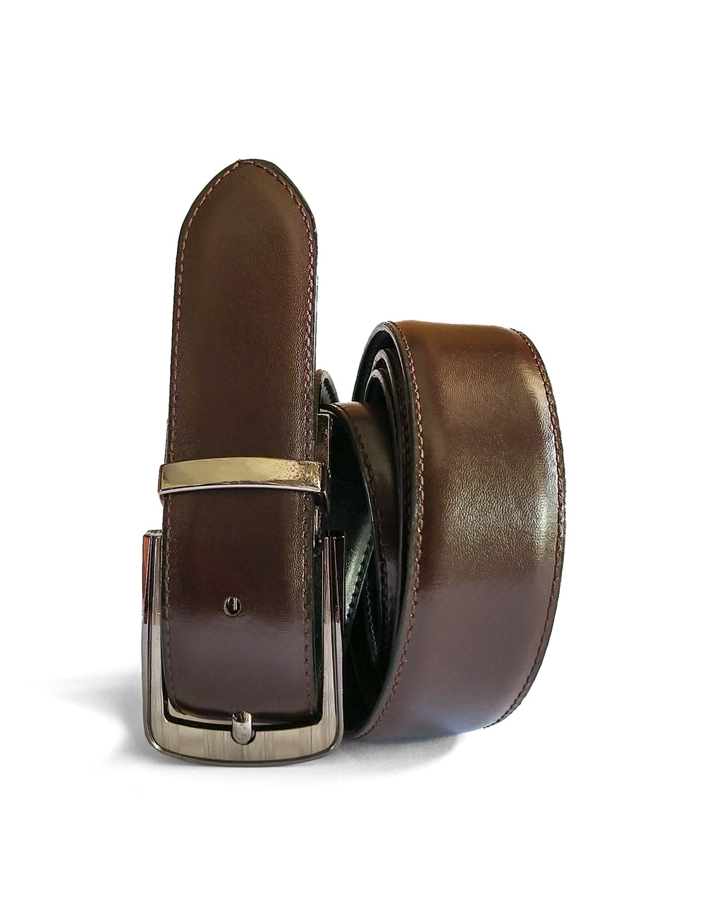 THE "Dark Brown" ONE // Double Sided Men's Twist Buckle Reversible Leather Belt - Kordovan