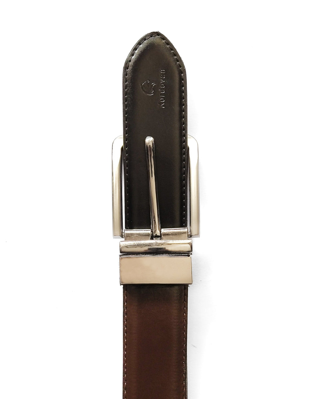 THE "Dark Brown" ONE // Double Sided Men's Twist Buckle Reversible Leather Belt - Kordovan