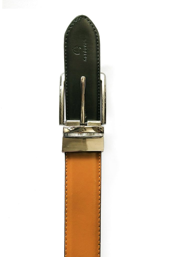 THE "Tan" ONE // Double Sided Men's Twist Buckle Reversible Leather Belt - Kordovan