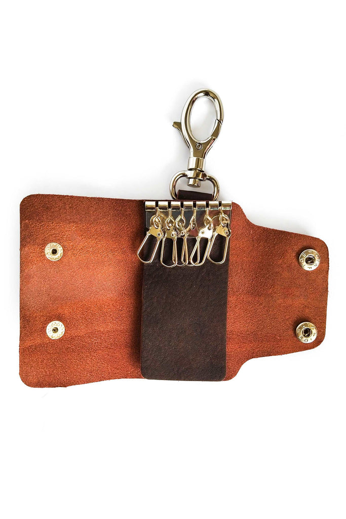 Vintage Leather Key Organizer / Leather Key Holder // Dark