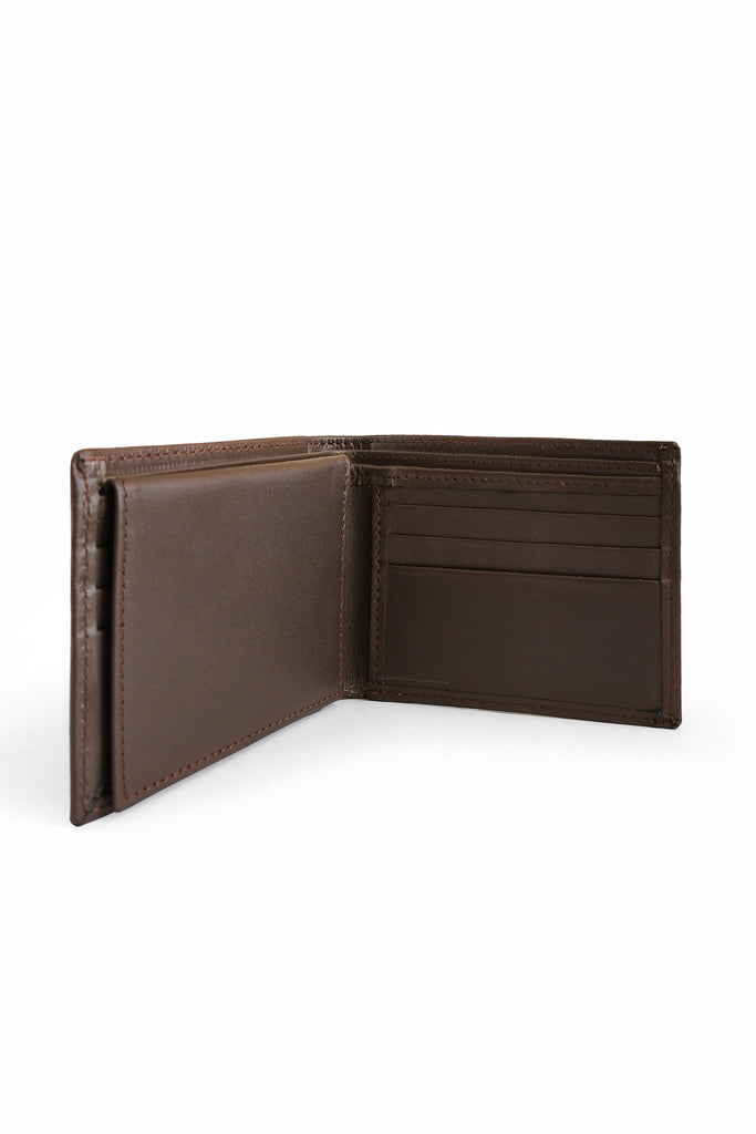 Plain Bifold Nappa Leather Wallet for Men // Dark Brown - Kordovan