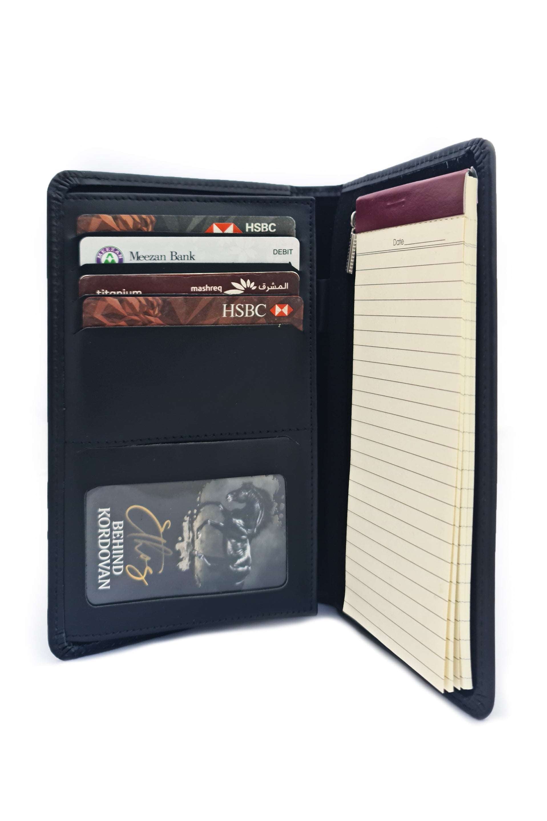 Mini Leather Folio // Note Pad Organizer // Black - Kordovan