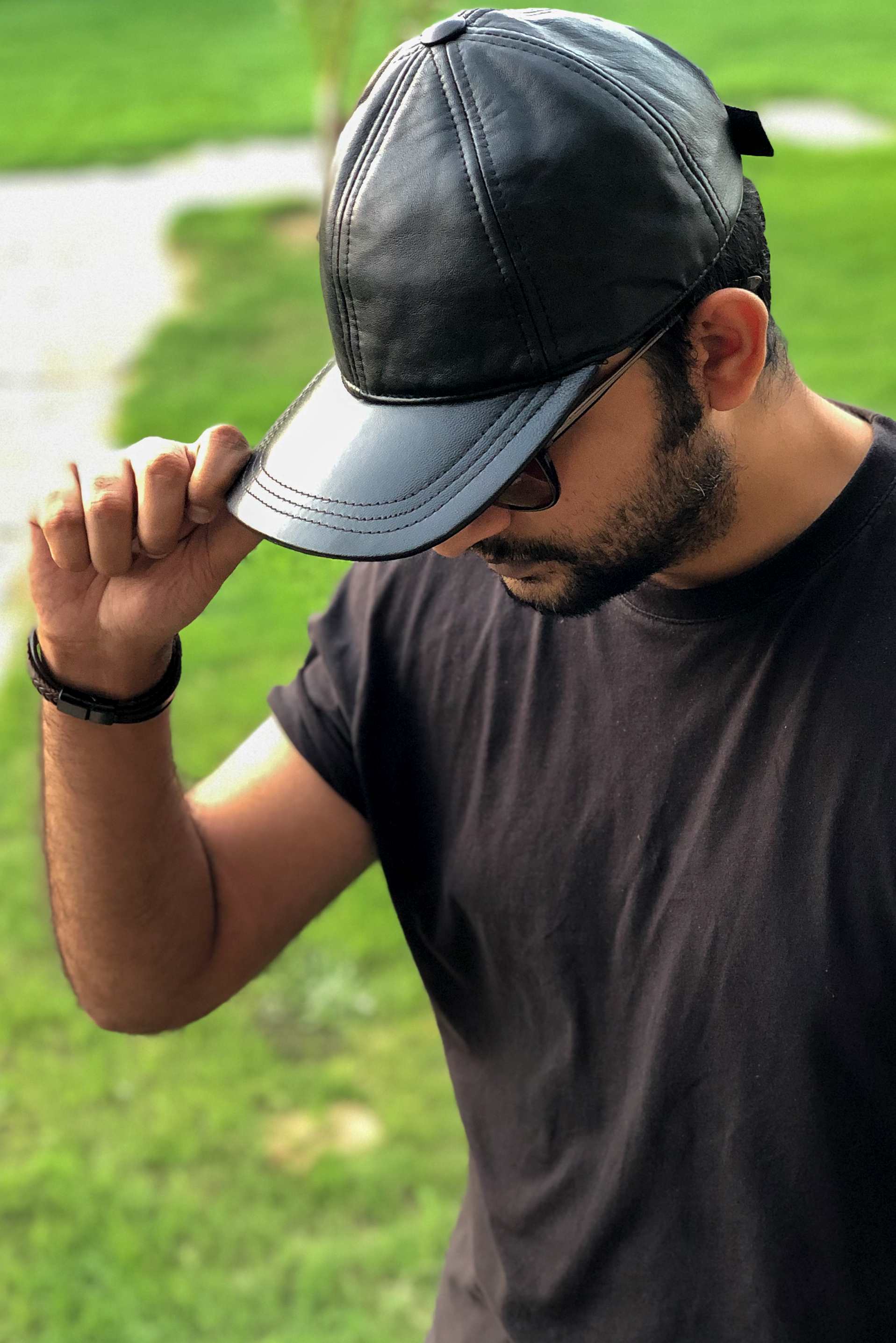 Genuine Sheep Leather Adjustable Baseball Cap // Unisex // Black - Kordovan