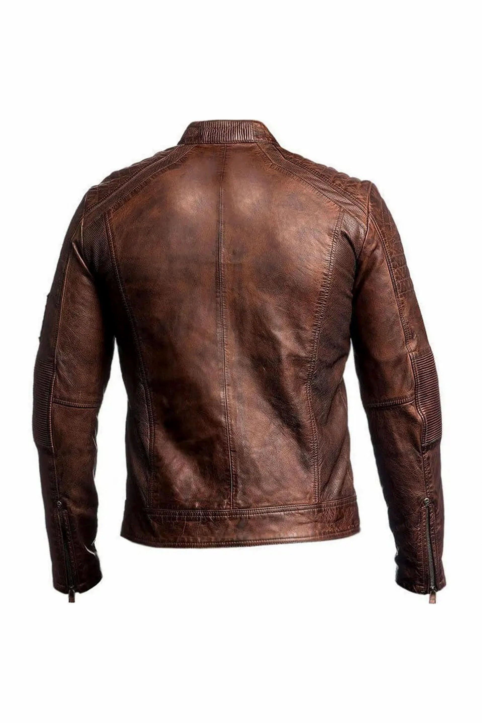 Rebel | Men's Brown Cafe Racer Sheepskin Leather Jacket 