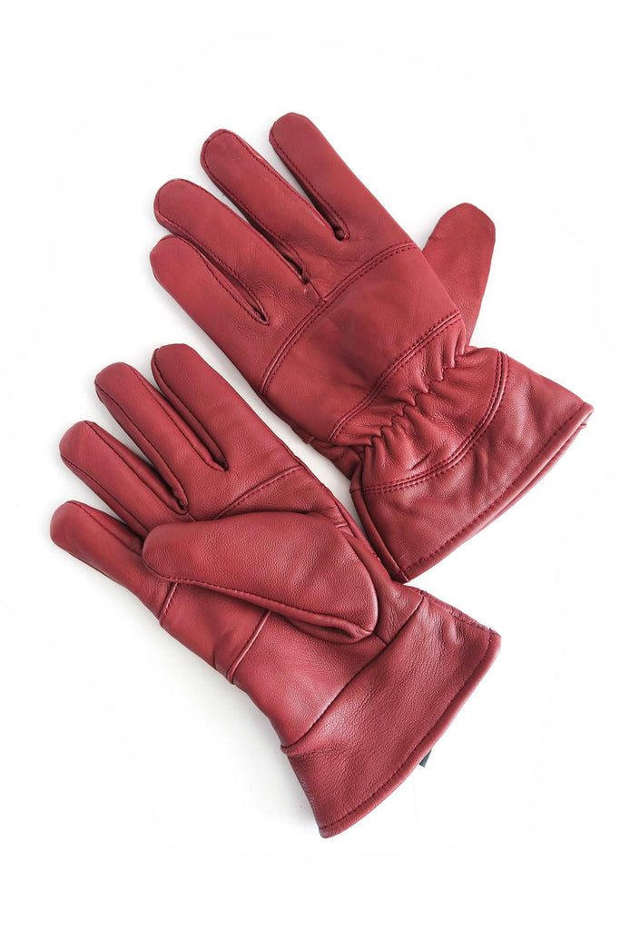 Durable Women's Leather Gloves // Dark Red // Kordovan - Kordovan