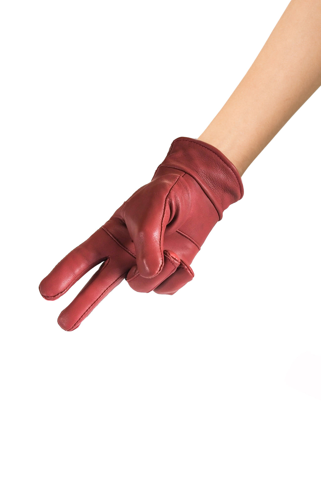 Durable Women's Leather Gloves // Dark Red // Kordovan - Kordovan