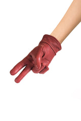 Durable Women's Leather Gloves // Dark Red // Kordovan - Kordovan