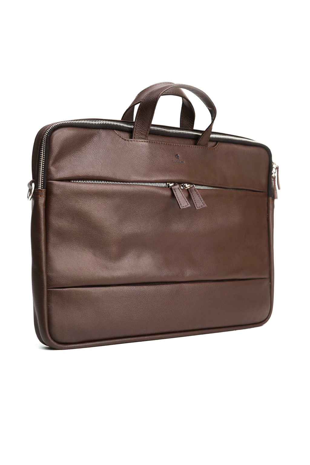 Natural Milled Sleek laptop Bag // Dark Brown