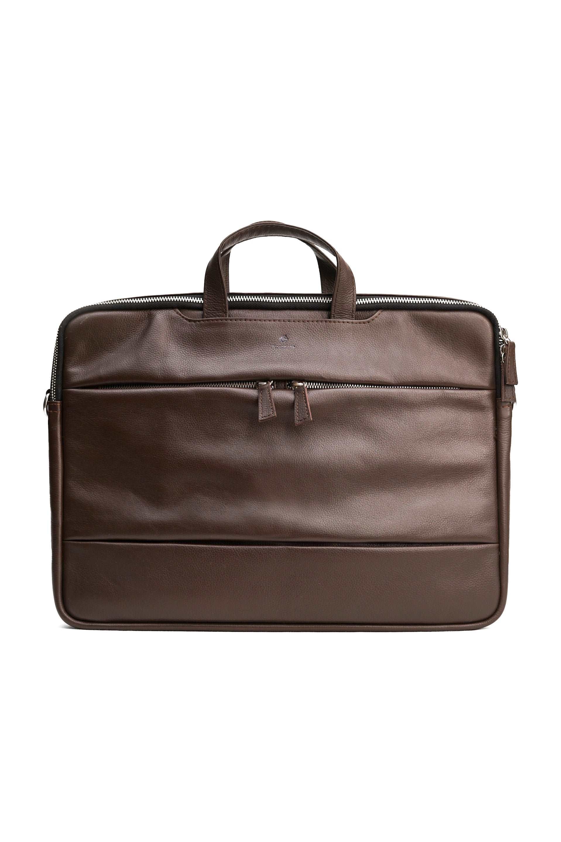 Natural Milled Sleek laptop Bag // Dark Brown