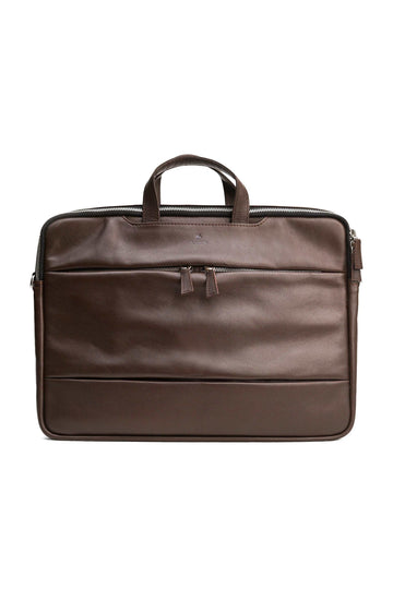 Natural Milled Sleek laptop Bag // Dark Brown