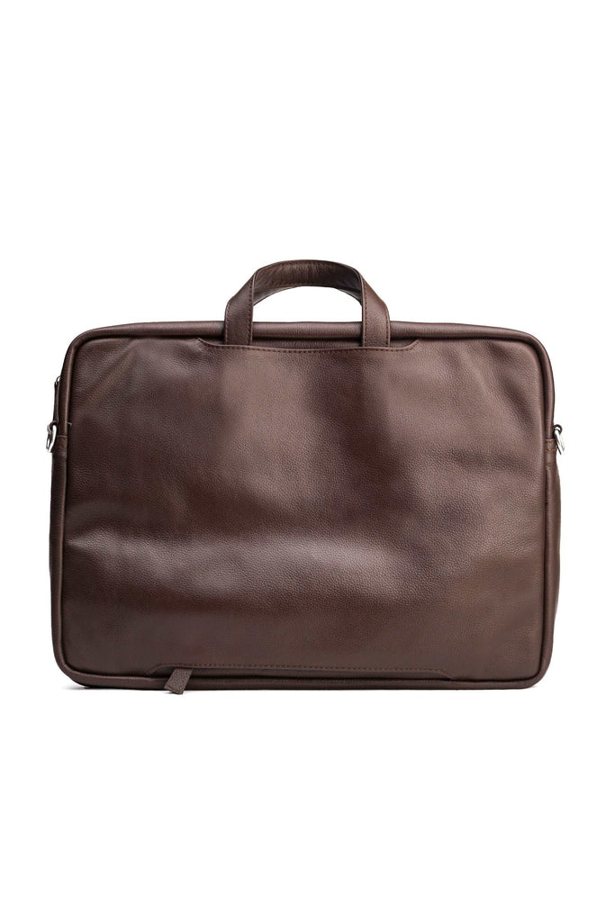 Natural Milled Sleek laptop Bag // Dark Brown