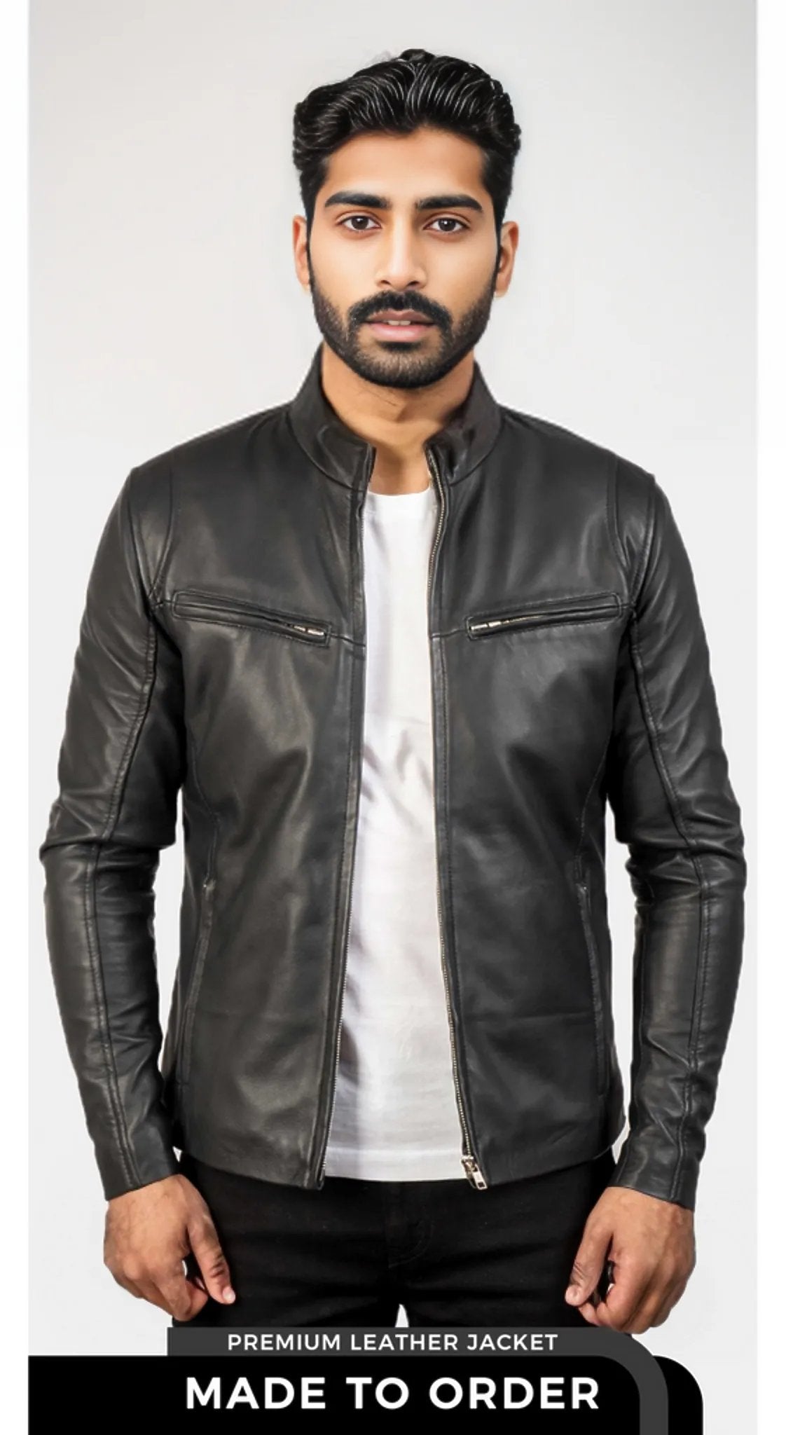 The Iconic | Men's Black Sheepskin Leather Jacket