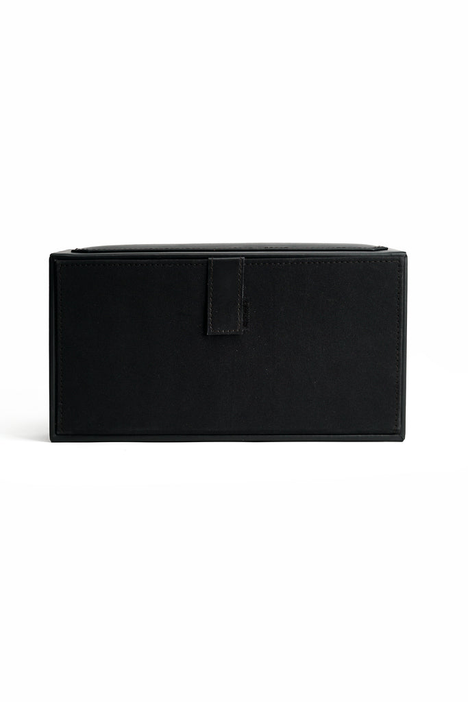 Leather Tissue Box Rectangle - Black - Kordovan
