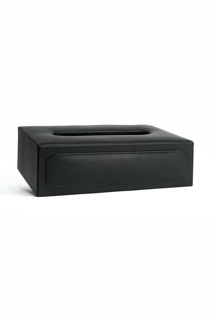 Leather Tissue Box Rectangle - Black - Kordovan