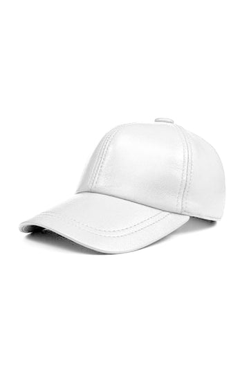 Genuine Sheep Leather Adjustable Baseball Cap // Unisex // White
