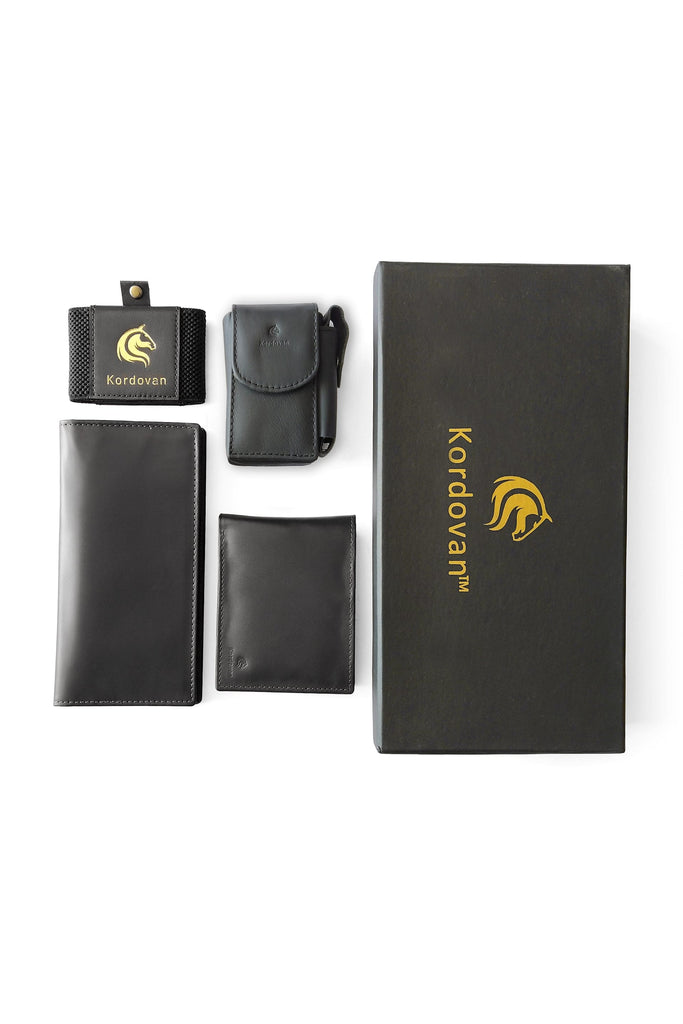 "Four in One" Leather Gift Set - Black - Kordovan