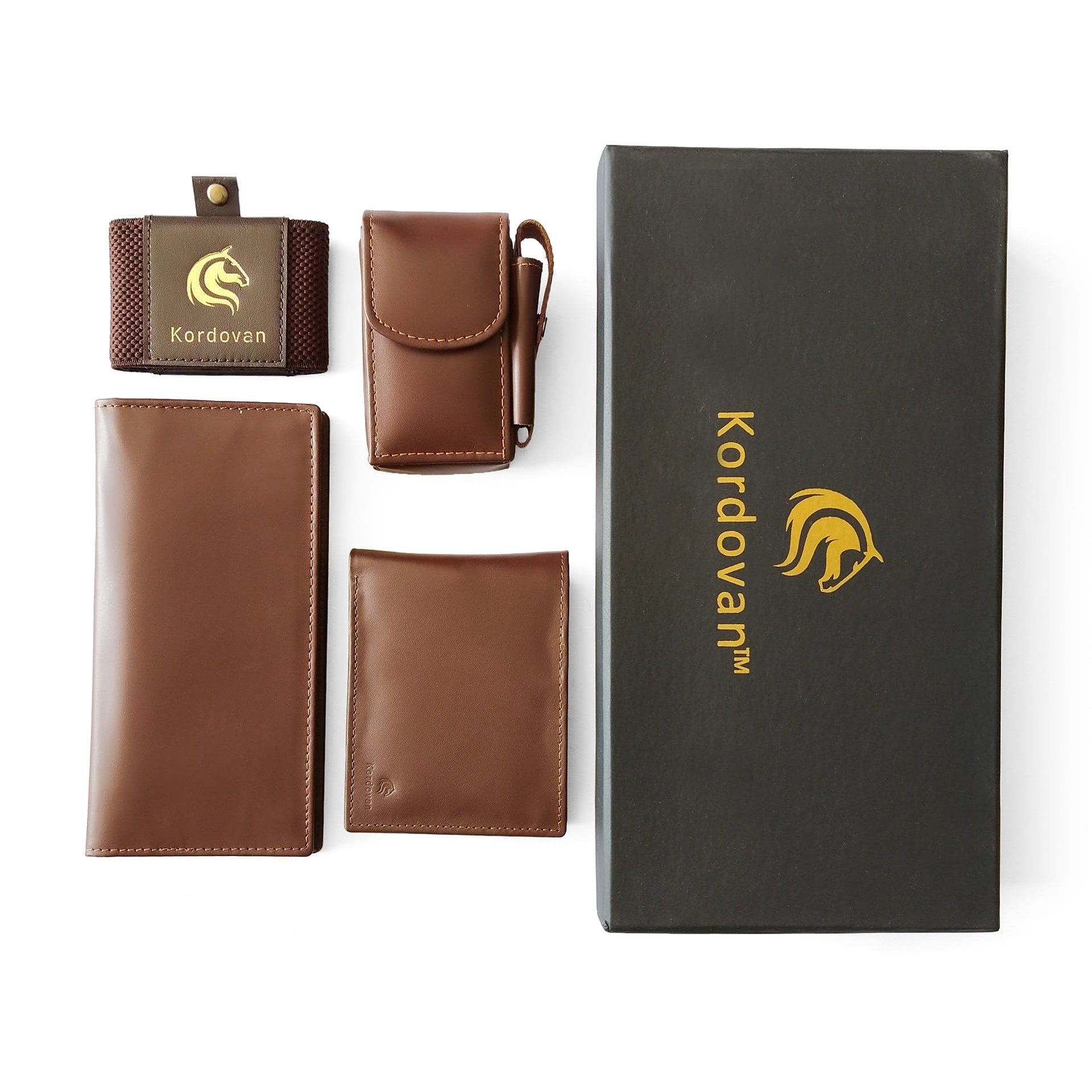 "Four in One" Leather Gift Set - Brown - Kordovan